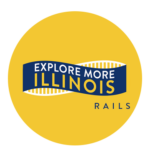 Round Explore More Illinois logo on a yellow background.